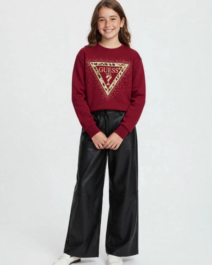 Guess Felpa con logo triangolare e dettagli in stile animalier e lurex.