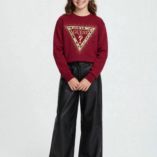 Guess Felpa con logo triangolare e dettagli in stile animalier e lurex.