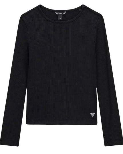una maglia a maniche lunghe a coste di colore nero Guess