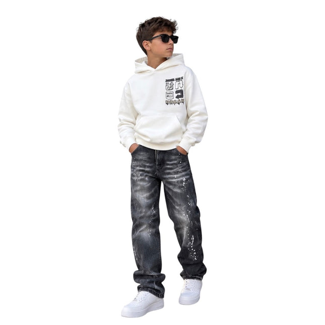 Felpa bianca “urban style” 8 a 16 anni