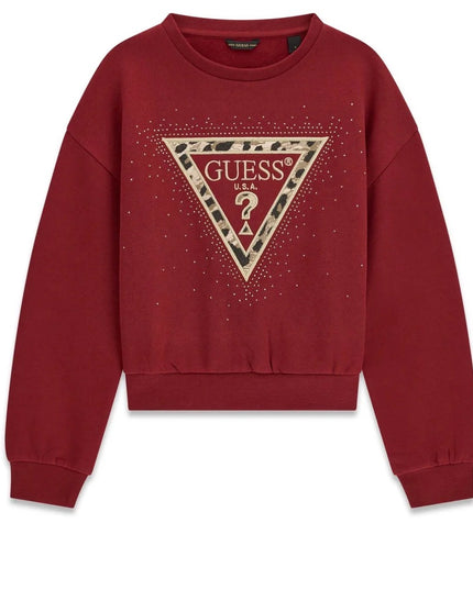 Guess Felpa con logo triangolare e dettagli in stile animalier e lurex.