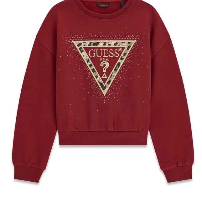 Guess Felpa con logo triangolare e dettagli in stile animalier e lurex.