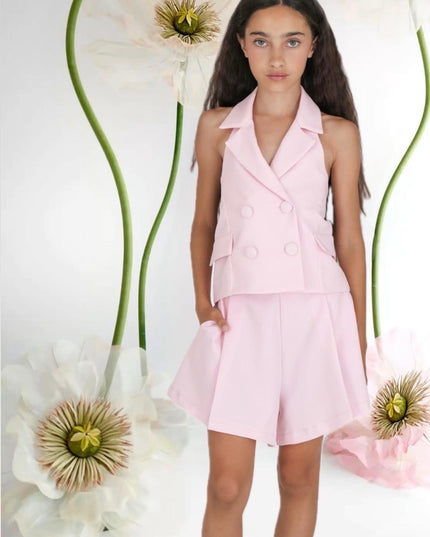 Completo bermuda rosa 8 a 16 anni