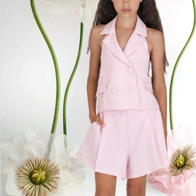 Completo bermuda rosa 8 a 16 anni
